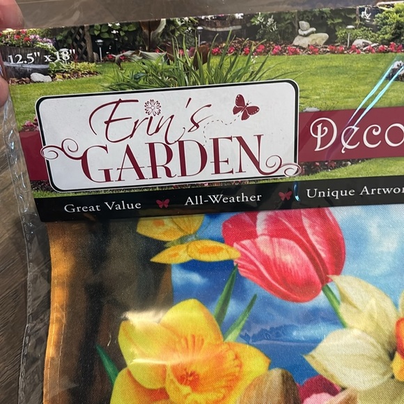 Erin’s Garden Spring Bunny Basket Garden Flag 12.5x18” double sided - Picture 2 of 5